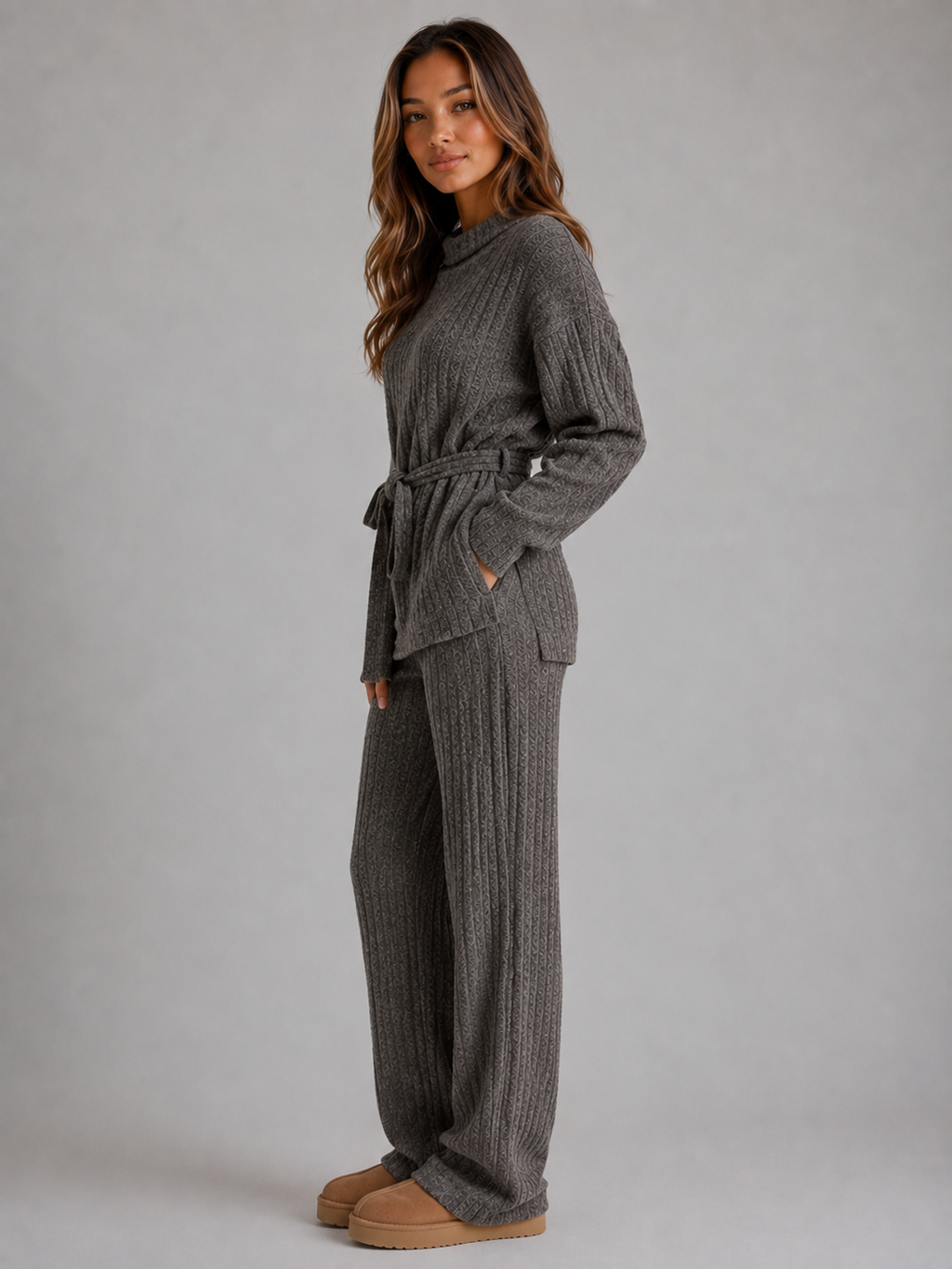 Knit Two-Piece Set in Grey