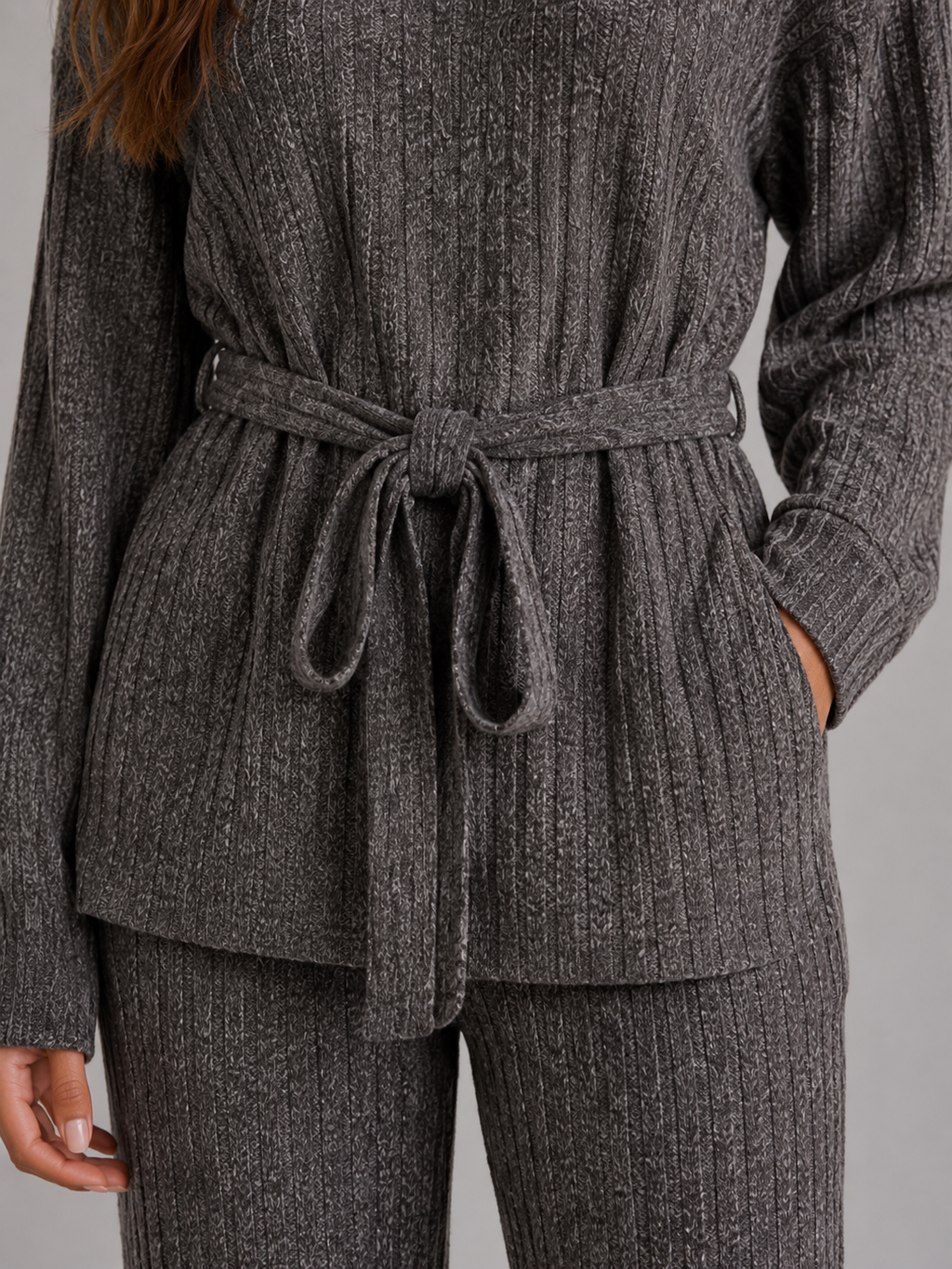 Knit Two-Piece Set in Grey