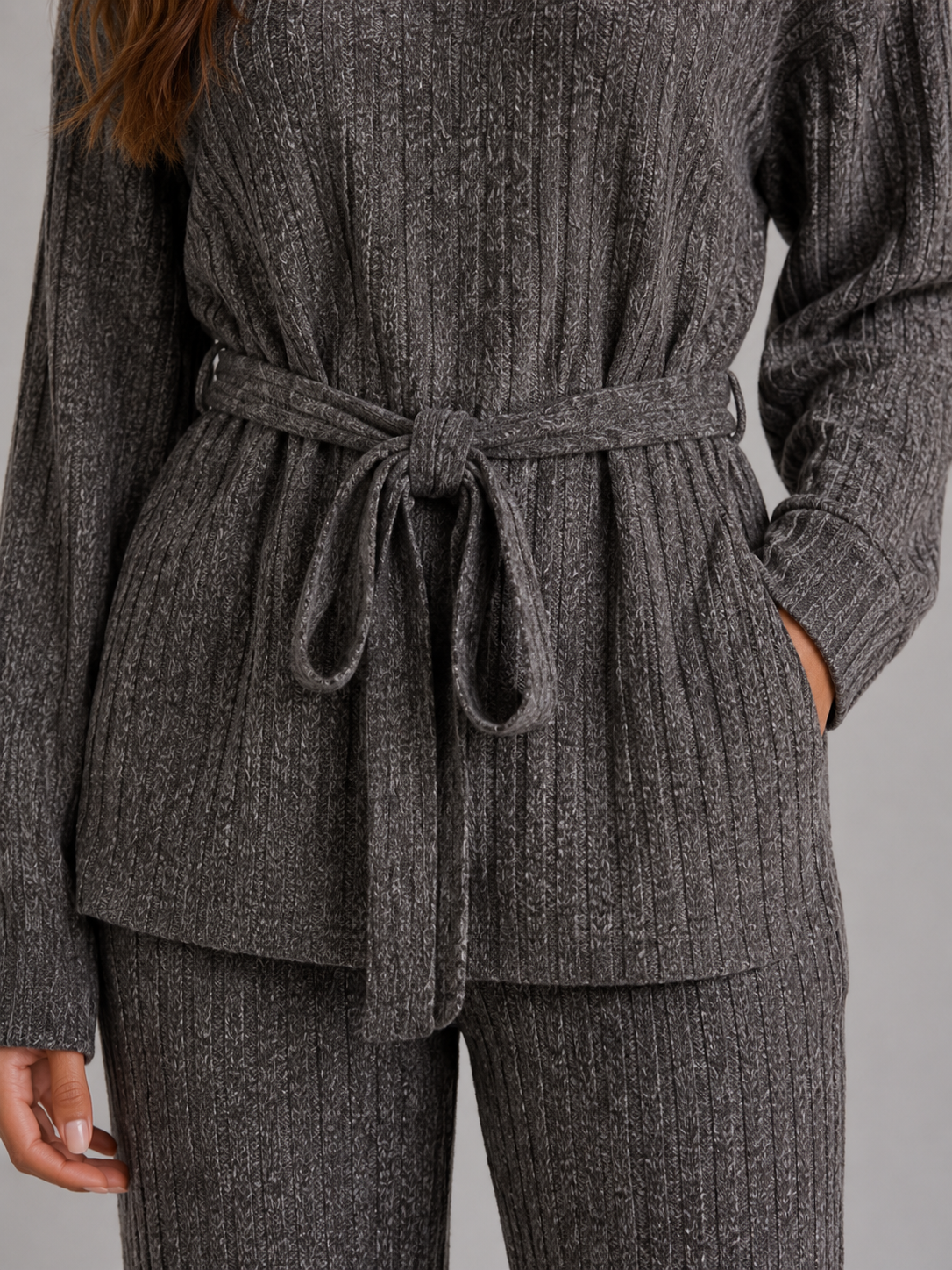 Knit Two-Piece Set in Grey