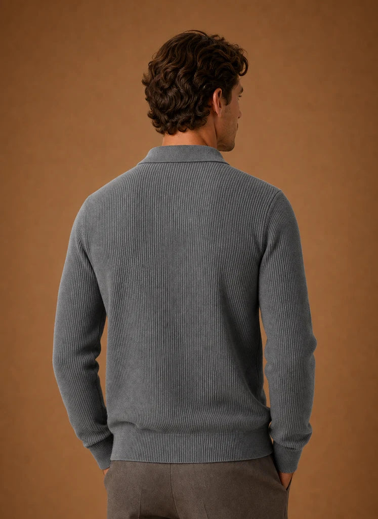 Men's Knit Cardigan - Button Front V-Neck Sweater Long Sleeve | Nero & Luya