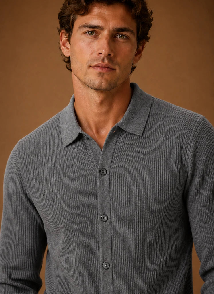 Men's Knit Cardigan - Button Front V-Neck Sweater Long Sleeve | Nero & Luya