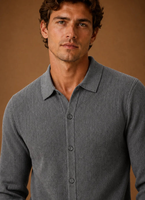 Men's Knit Cardigan - Button Front V-Neck Sweater Long Sleeve | Nero & Luya