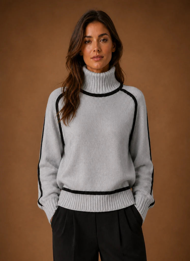 Women's Wool Blend Turtleneck Knit Sweater | Nero & Luya