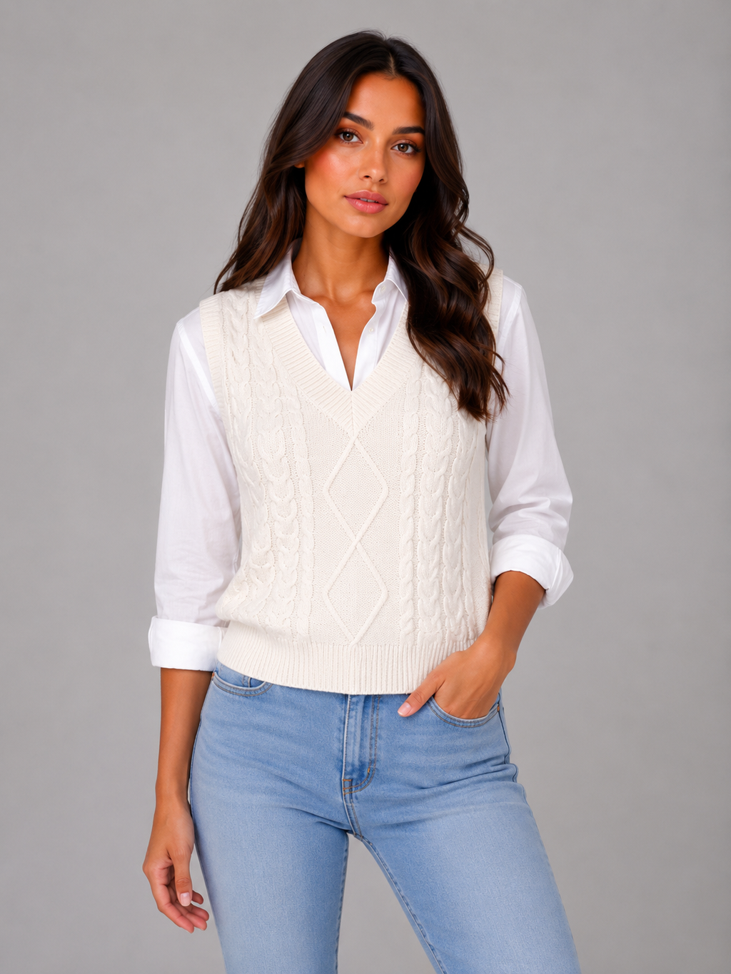 Sweater Vest in Ivory