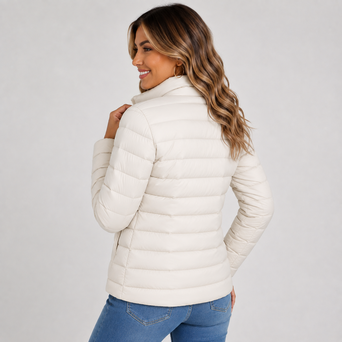 Puffer Jacket in Ivory White
