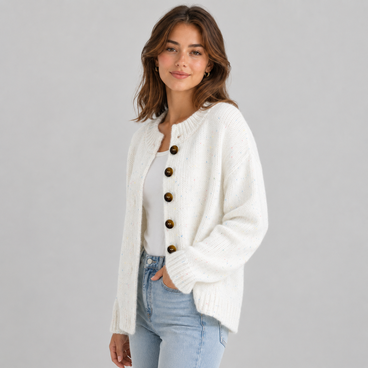 Cardigan in Ivory White