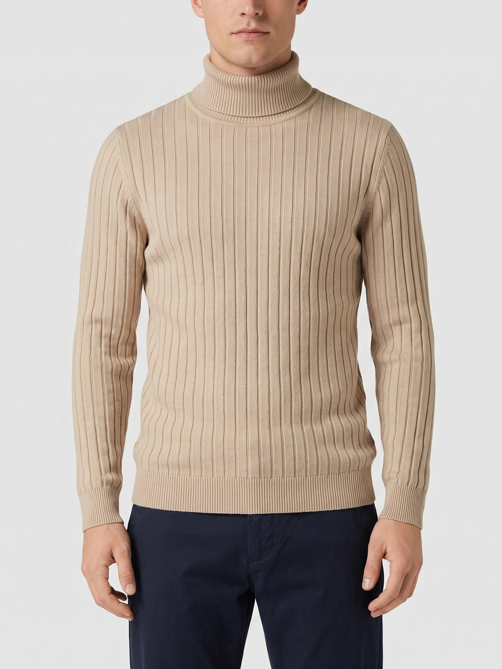 Men's Turtleneck Sweater in Khaki
