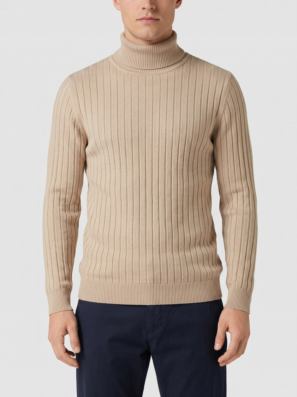 Men's Turtleneck Sweater in Khaki