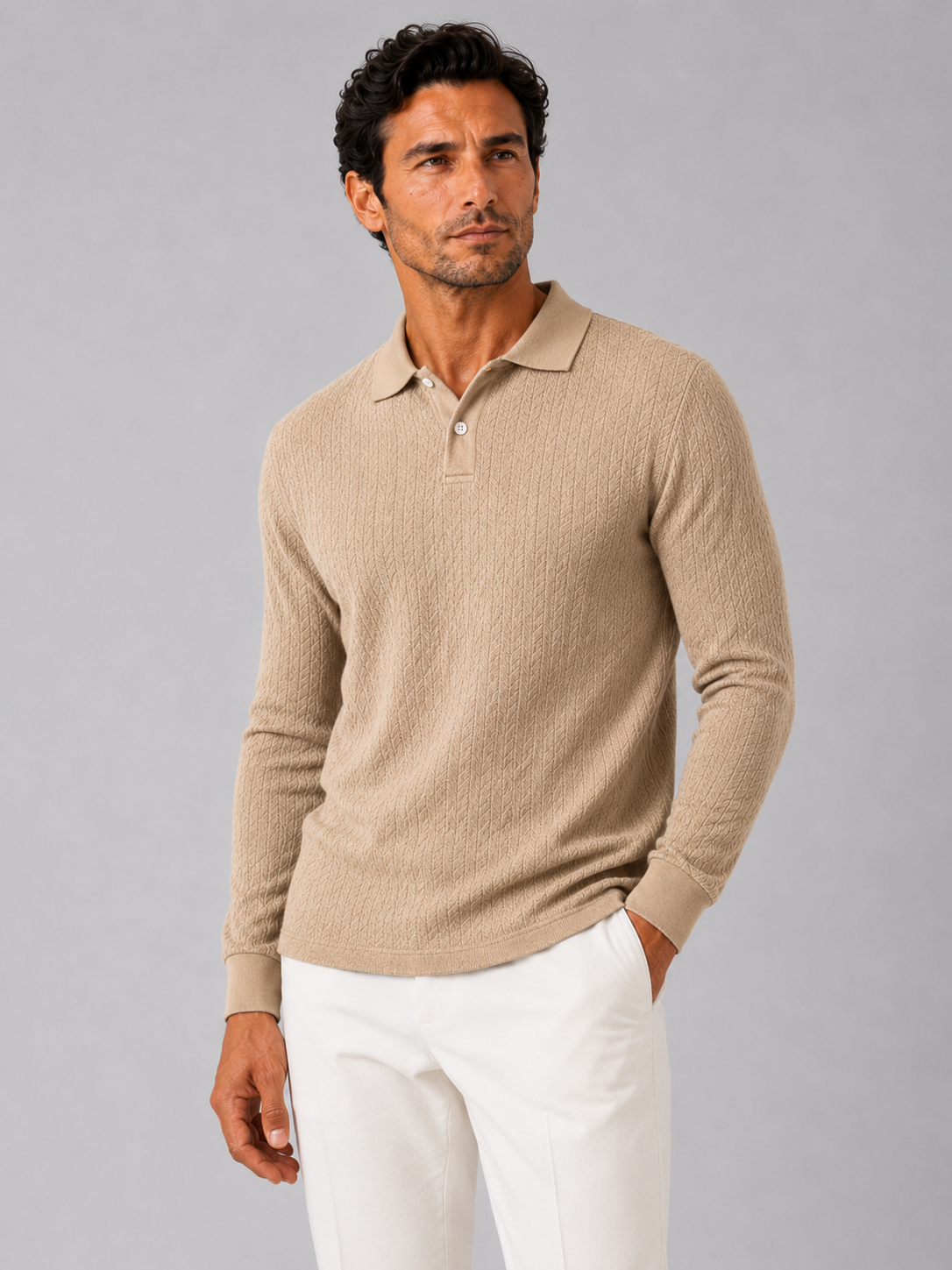 Men's Long Sleeve Polo Shirt – Smooth Knit Business Casual Polo | Nero & Luya