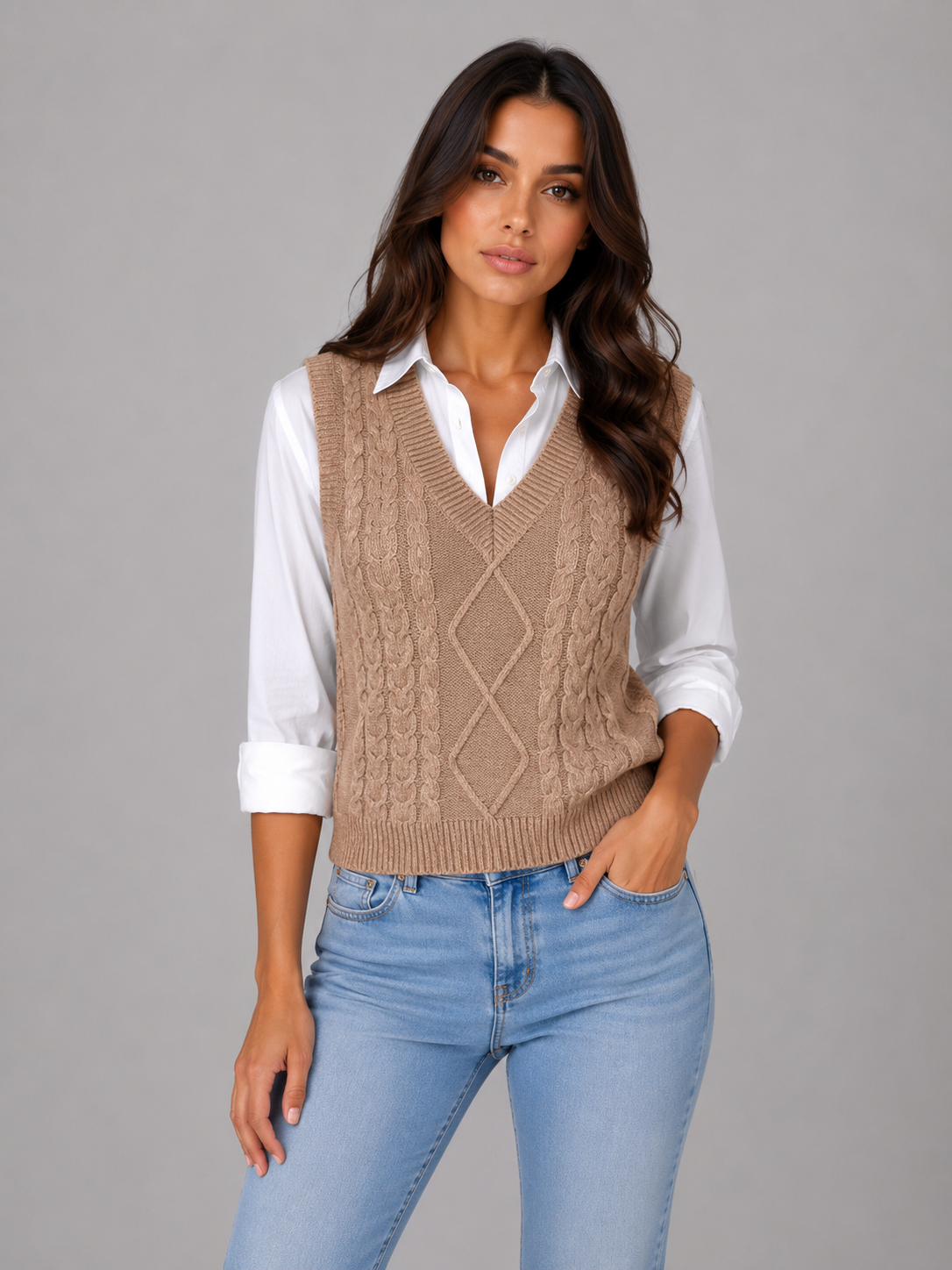 Sweater Vest in Khaki