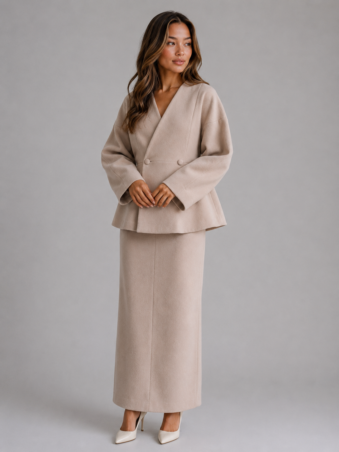 Skirt Suit in Khaki
