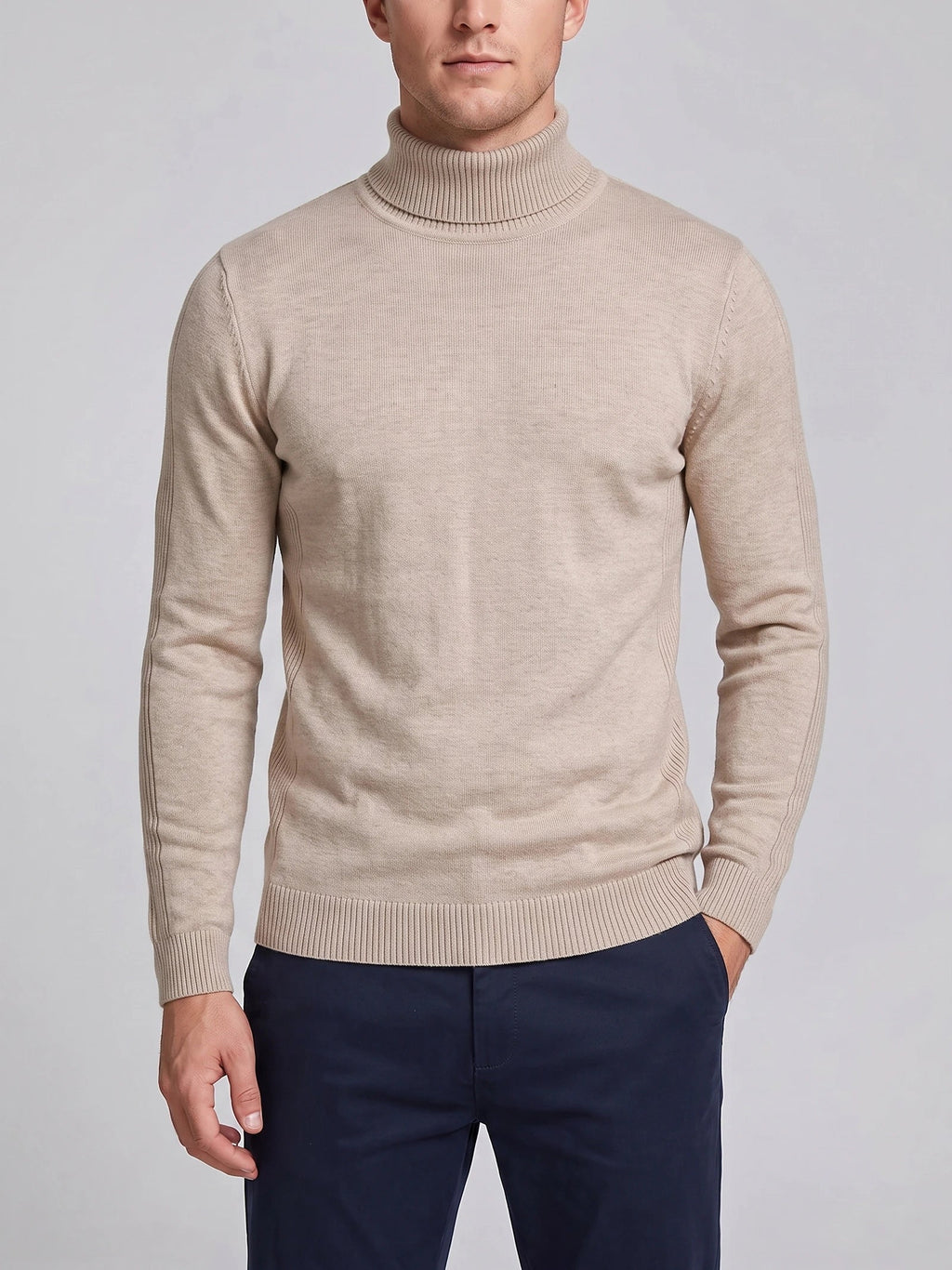 Men's Turtleneck Sweater in Khaki