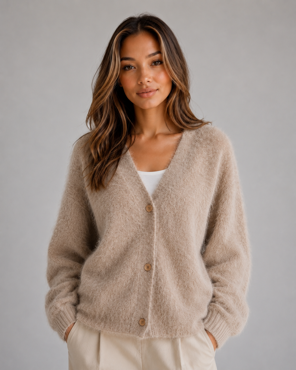 Cardigan in Khaki