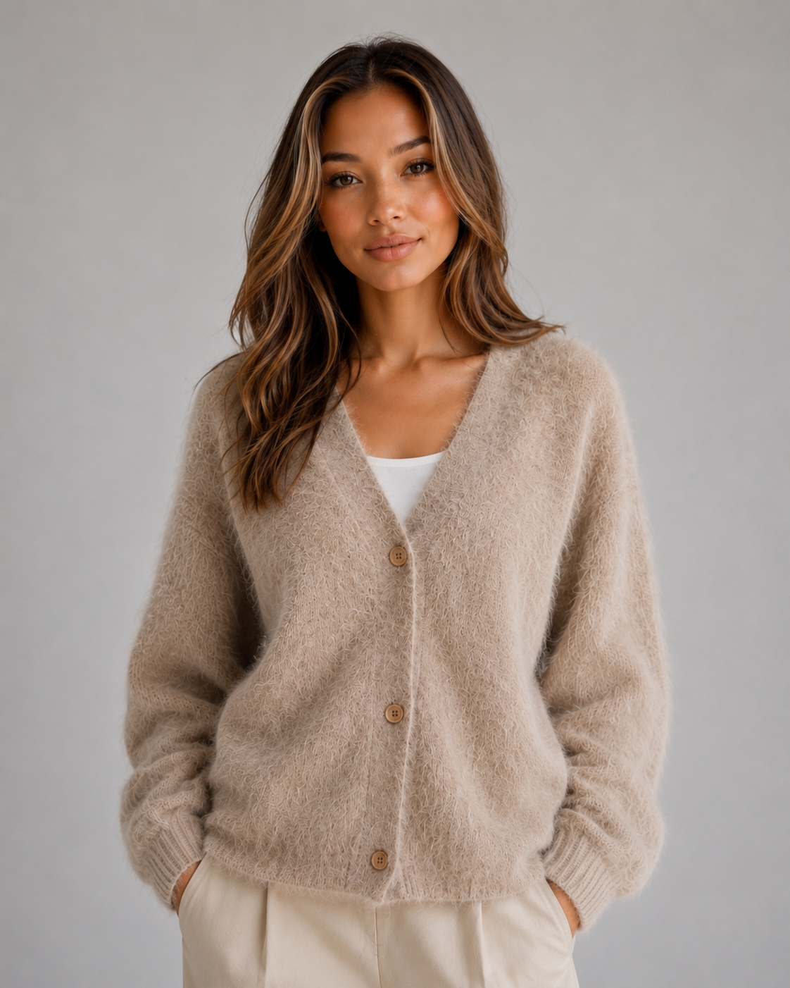 Cardigan in Khaki