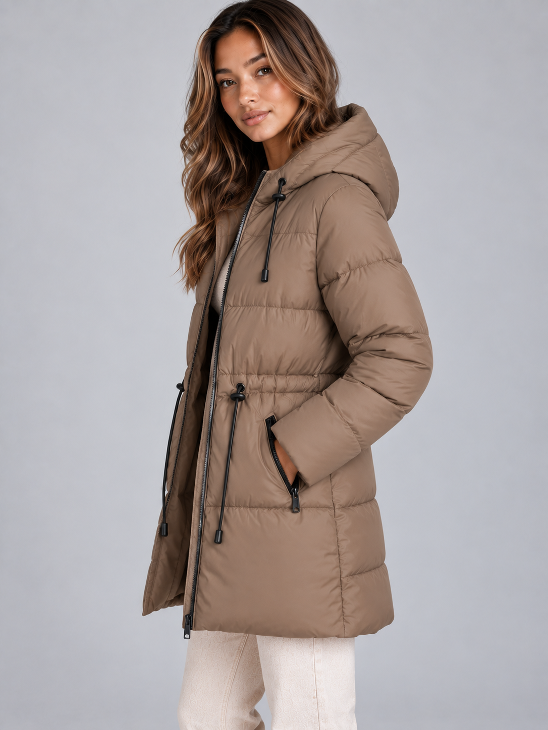 Puffer Jacket in Khaki