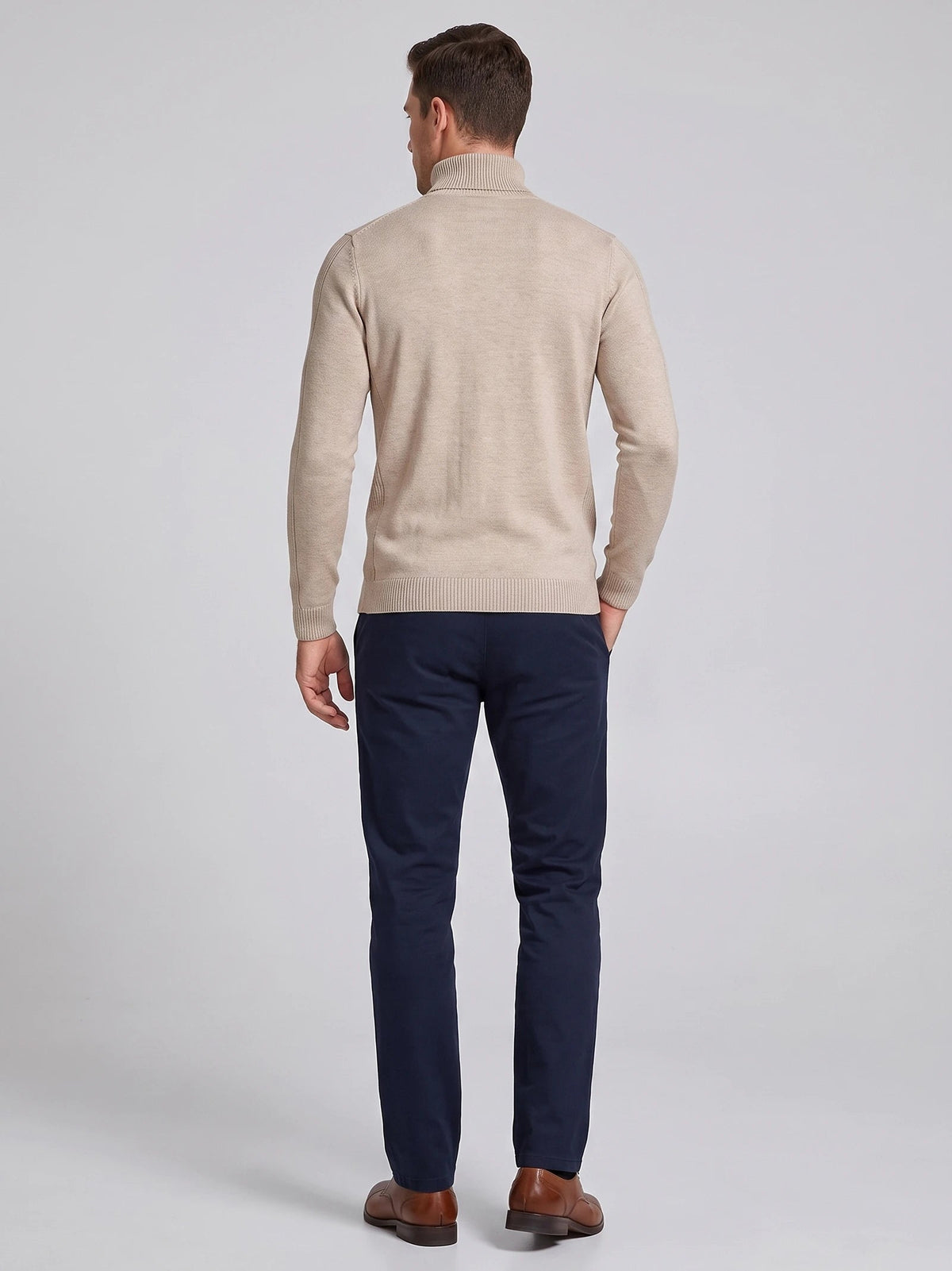 Men's Turtleneck Sweater in Khaki
