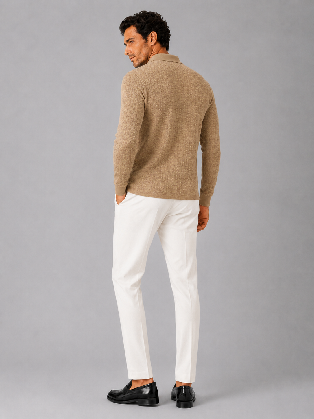 Men's Long Sleeve Polo Shirt – Smooth Knit Business Casual Polo | Nero & Luya