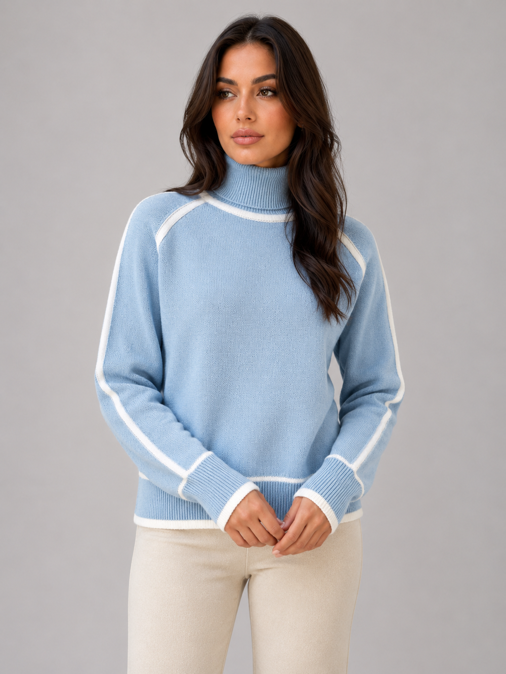 Turtleneck Sweater in Light Blue