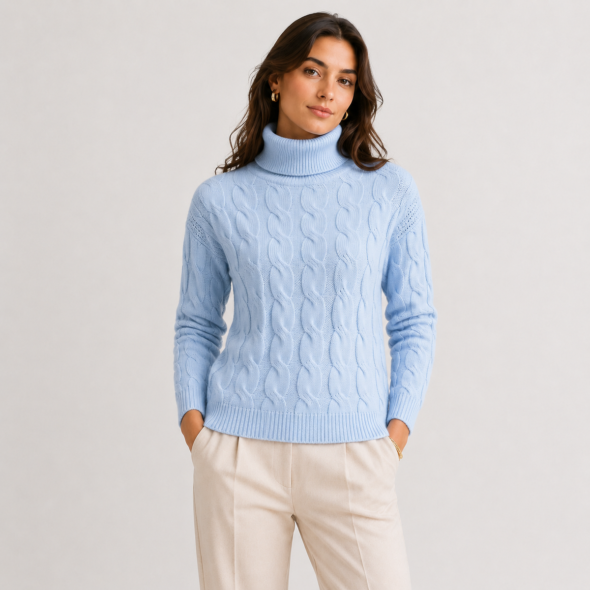 Turtleneck Sweater in Light Blue