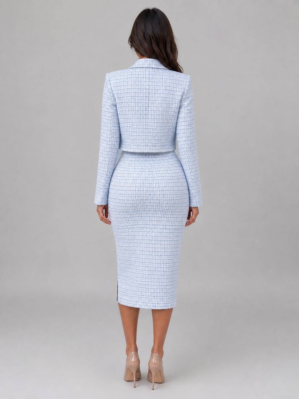 Dress And Blazer Set in Light Blue