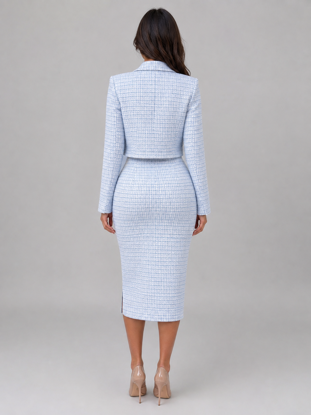 Dress And Blazer Set in Light Blue