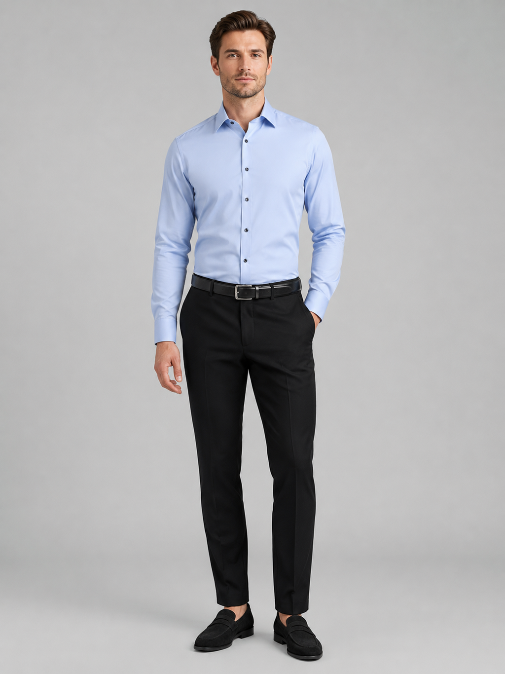 Business Casual Button Down Shirts in Light Blue