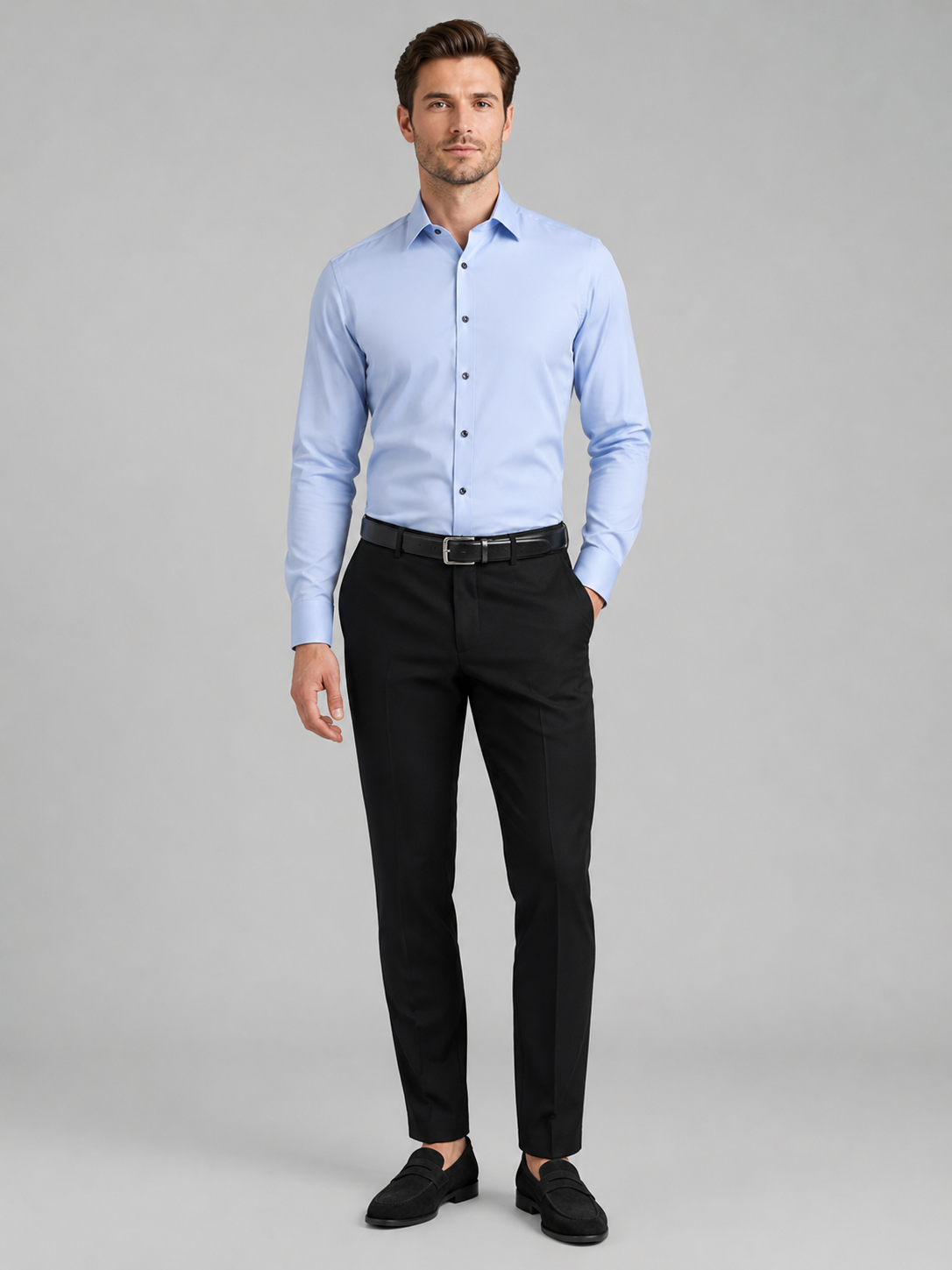 Business Casual Button Down Shirts in Light Blue