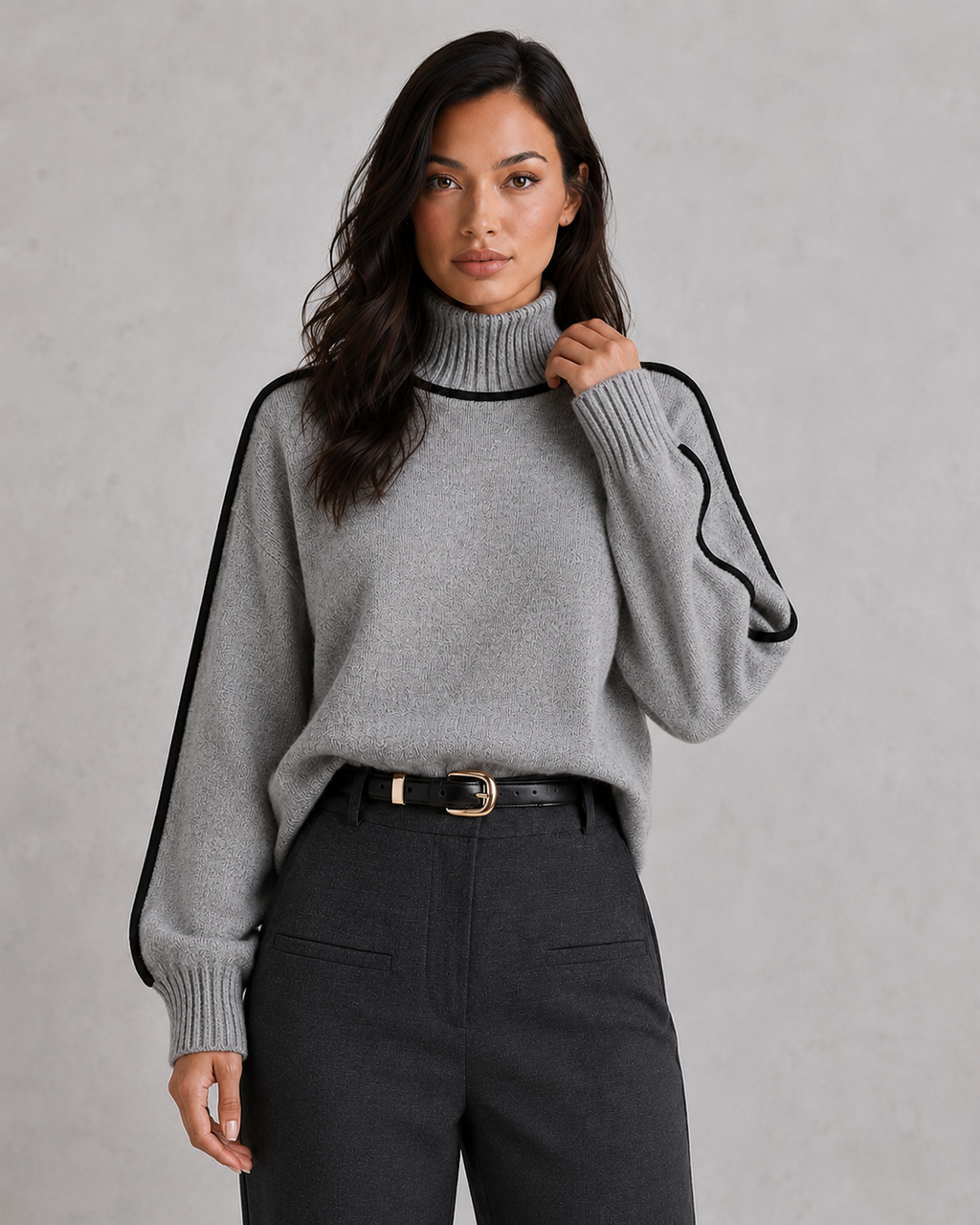Turtleneck Sweater in Light Gray
