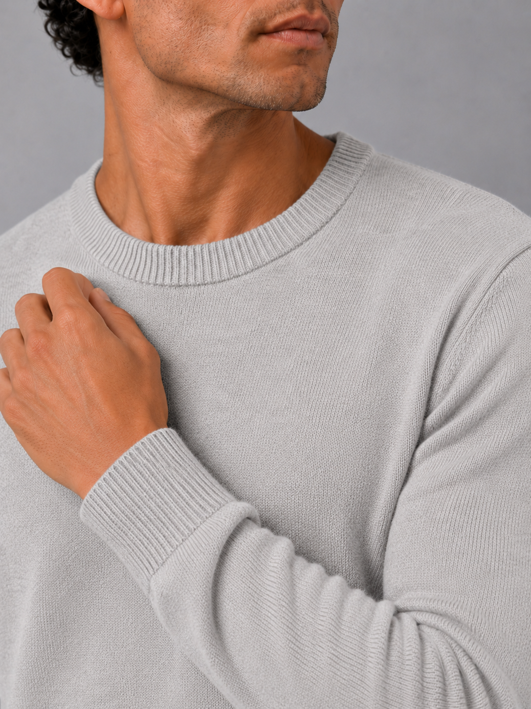 Men'S Wool Pullover in Light Gray