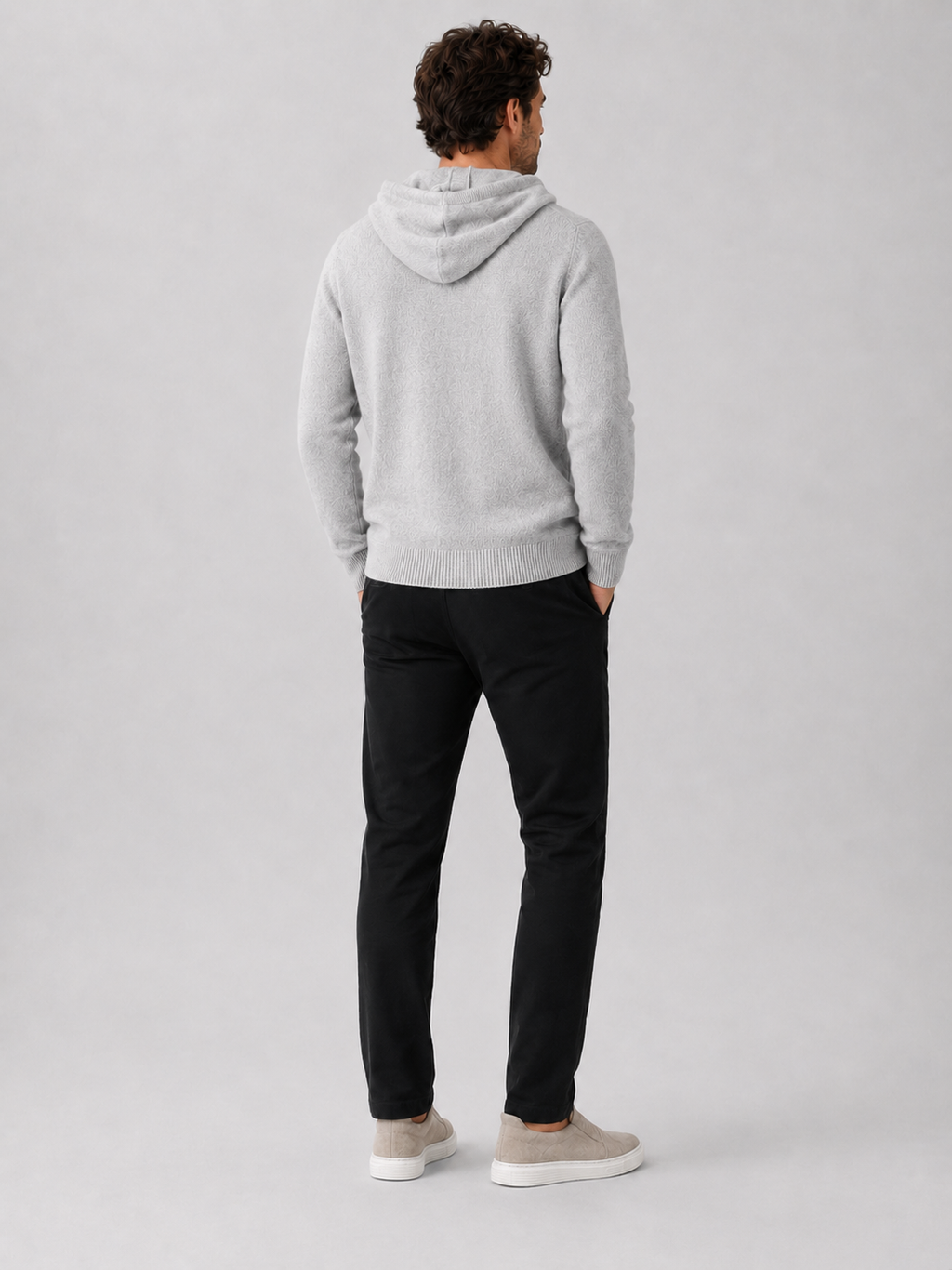 Men's Grey Hooded Sweatshirt in Light Gray