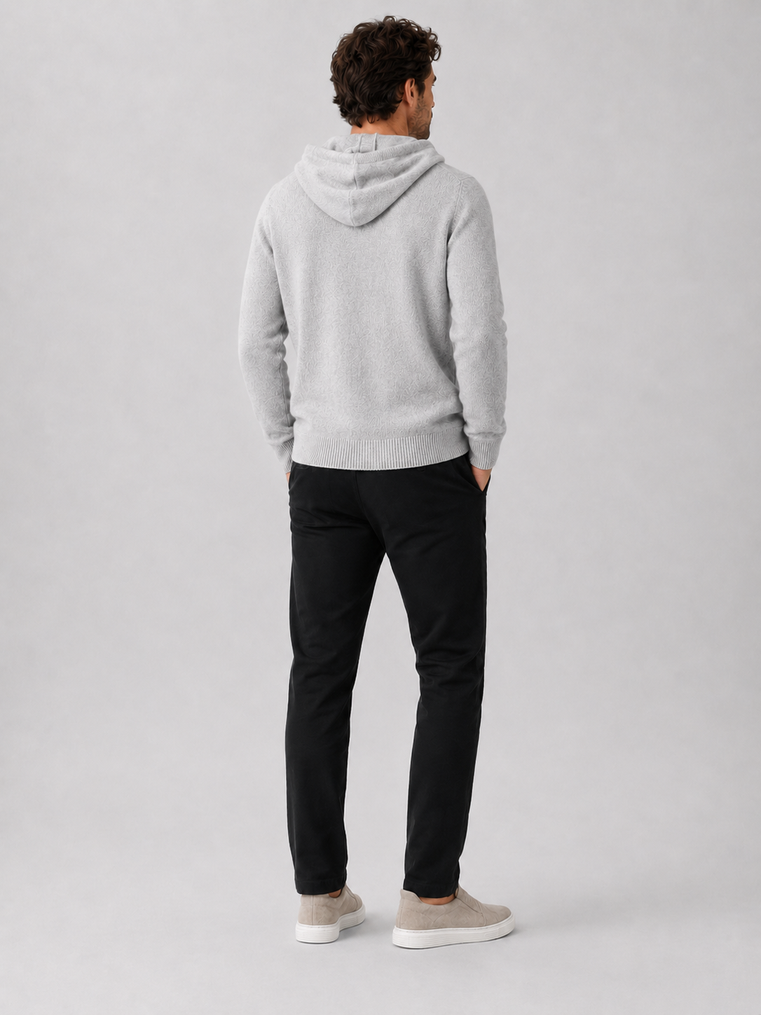 Men's Grey Hooded Sweatshirt in Light Gray