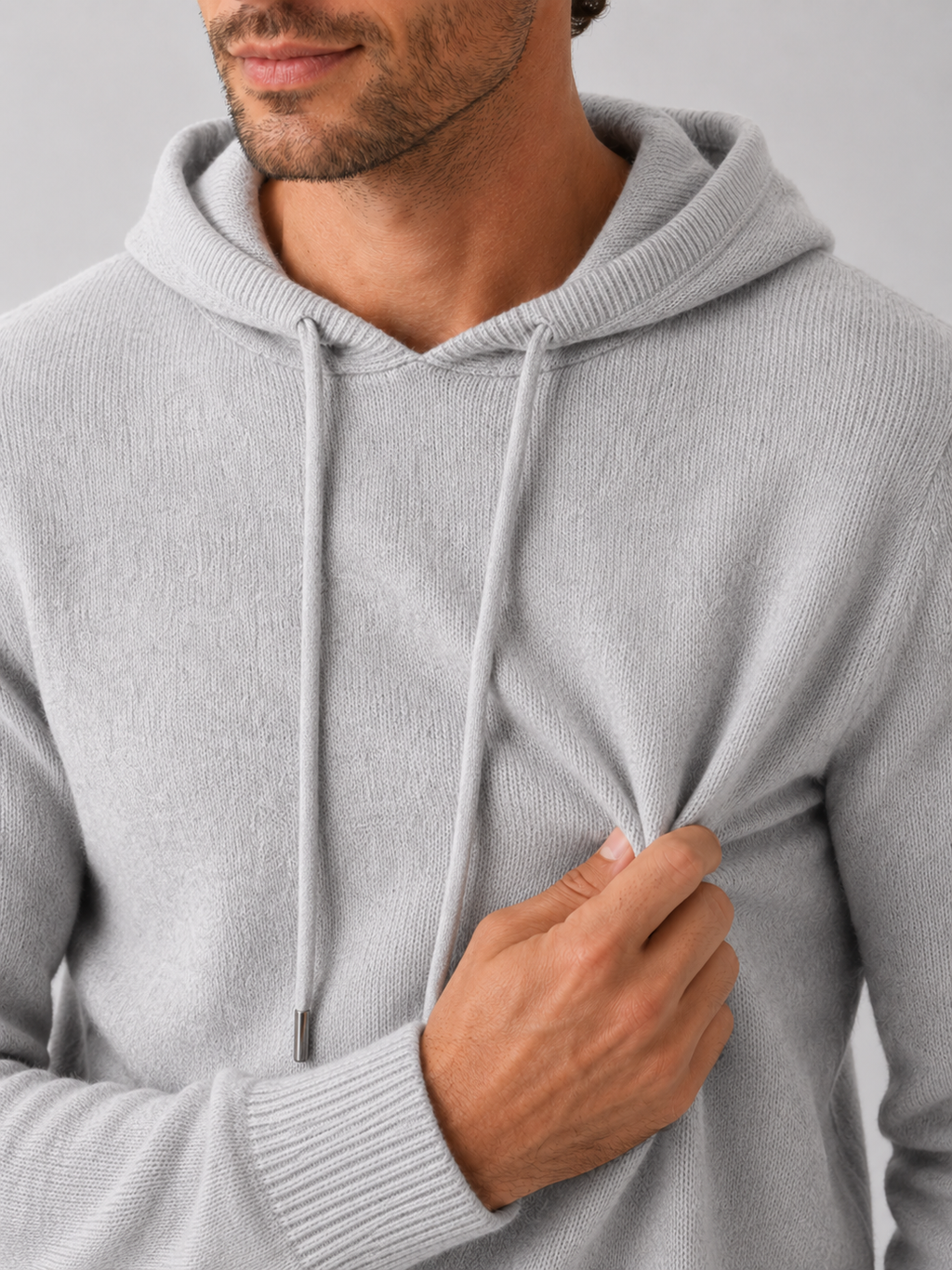Men's Grey Hooded Sweatshirt in Light Gray