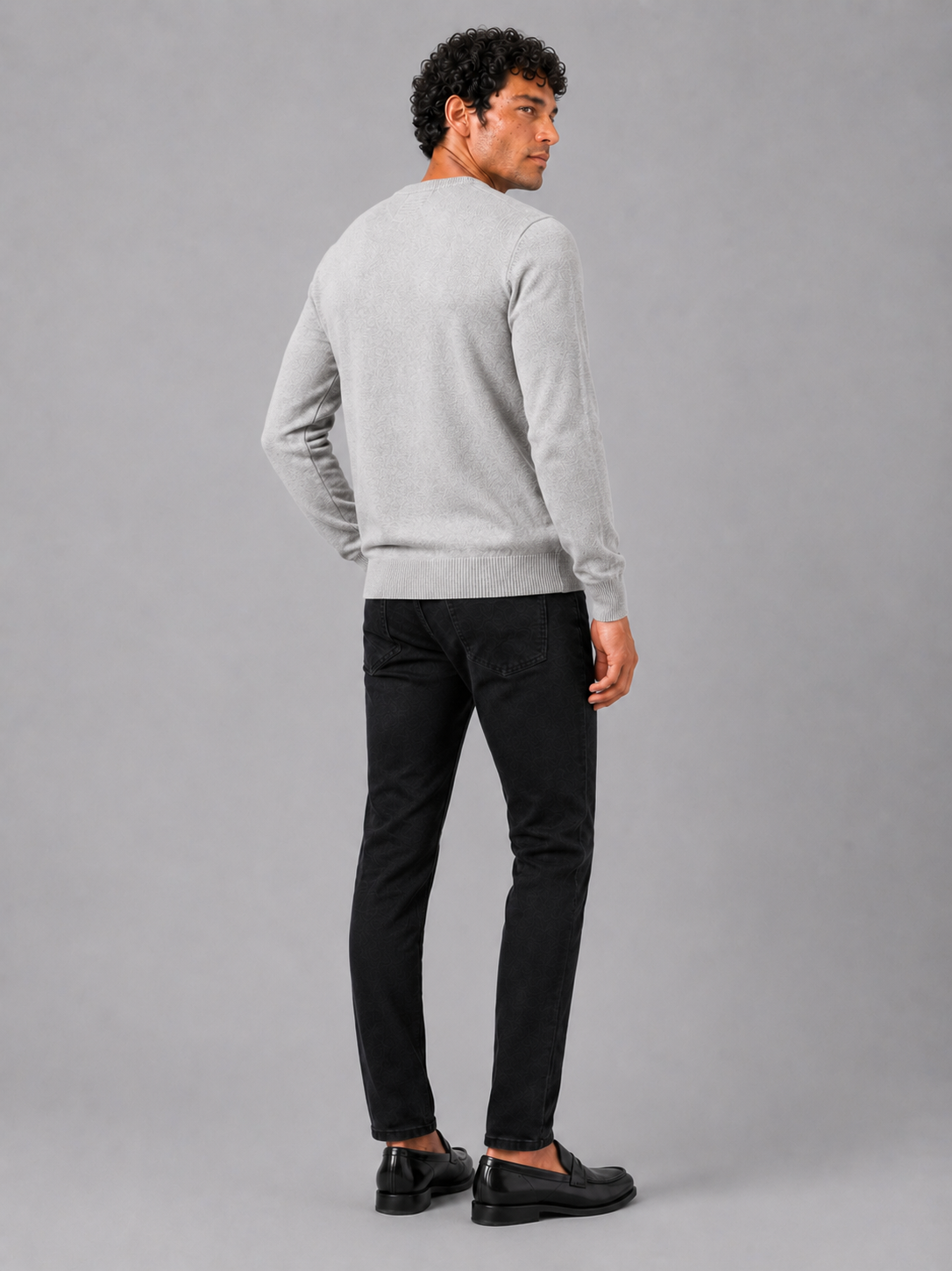 Men'S Wool Pullover in Light Gray