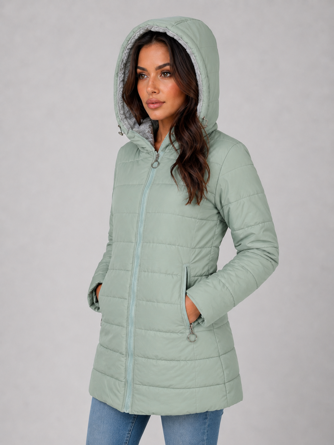 Puffer Jacket in Light Green
