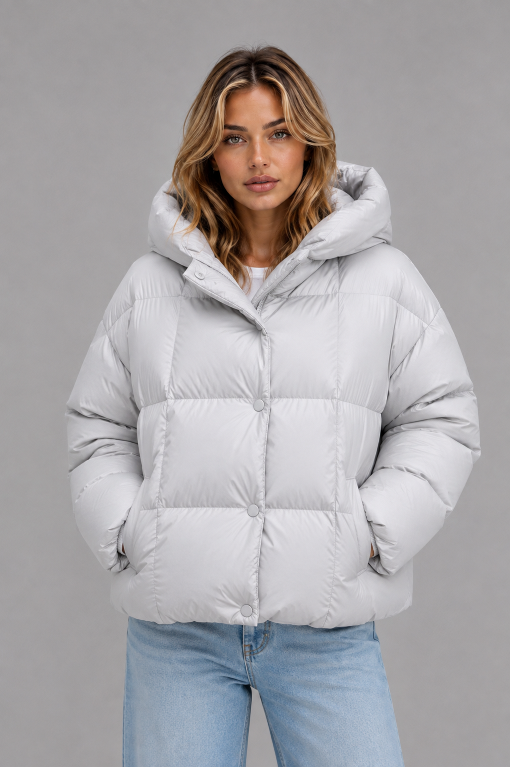 Puffer Jacket in Light Grey