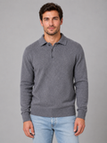 Polo Sweater in Light Grey