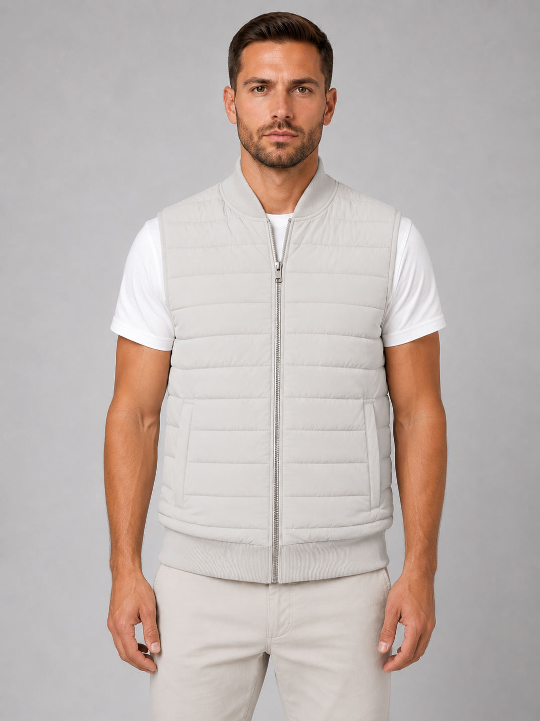 Puffer Vest in Light Grey