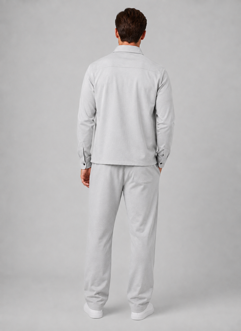 Overshirt & Trousers Set in Light Grey