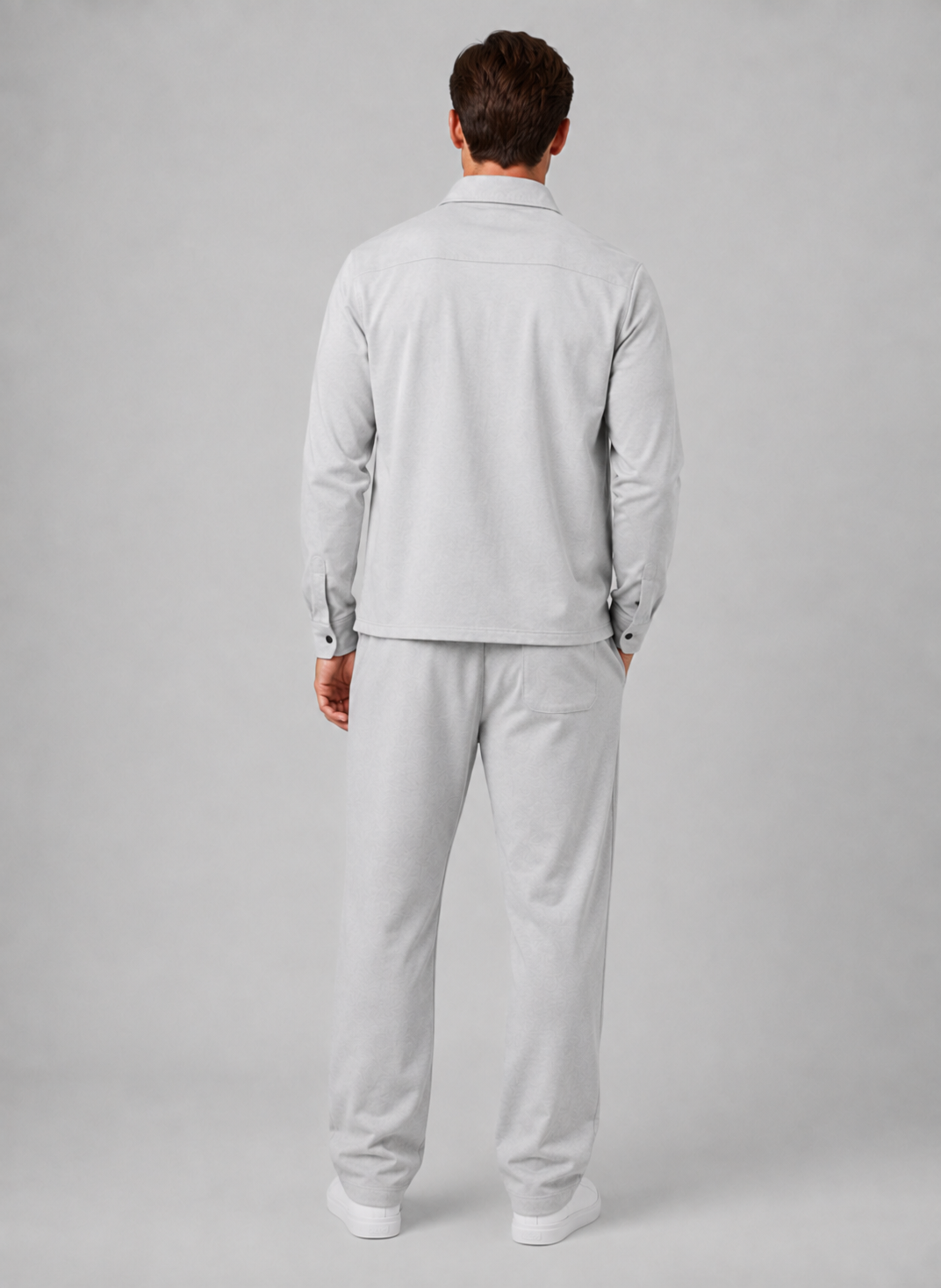 Overshirt & Trousers Set in Light Grey