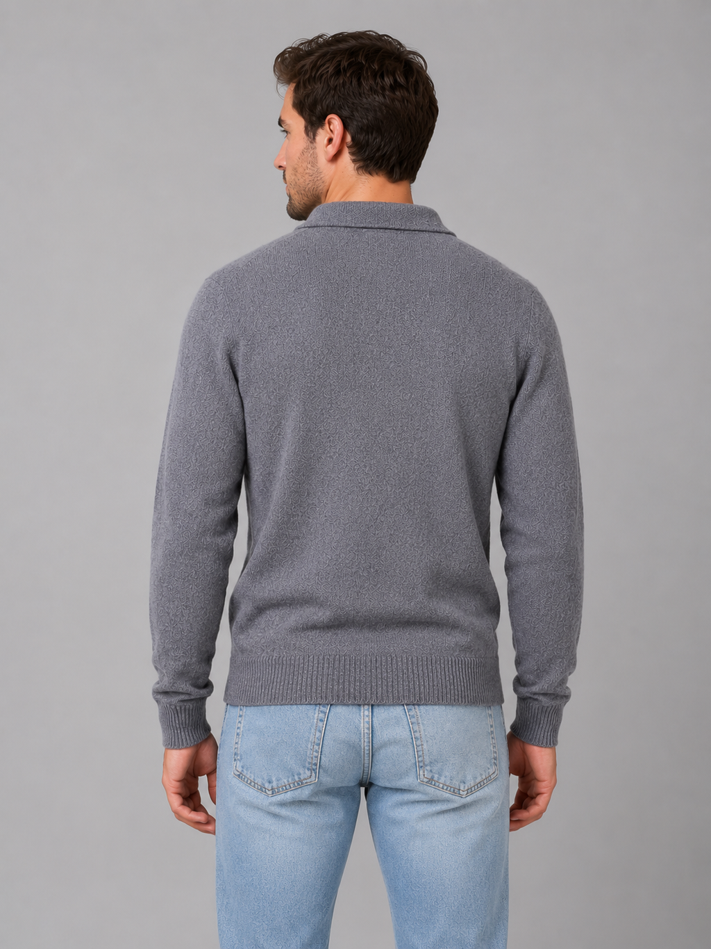 Polo Sweater in Light Grey