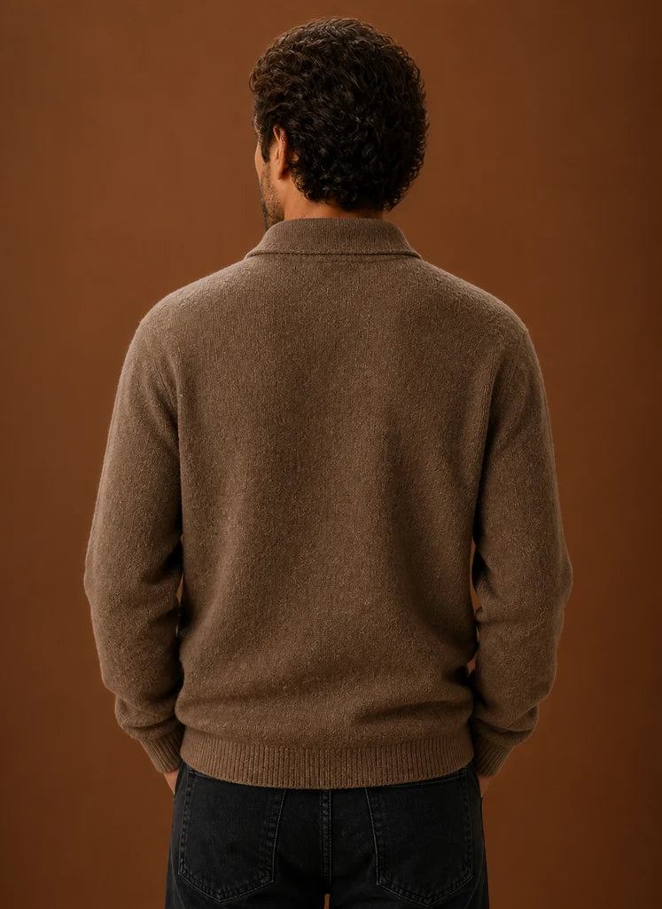 Men’s Long Sleeve Knit Polo Sweater | Nero & Luya
