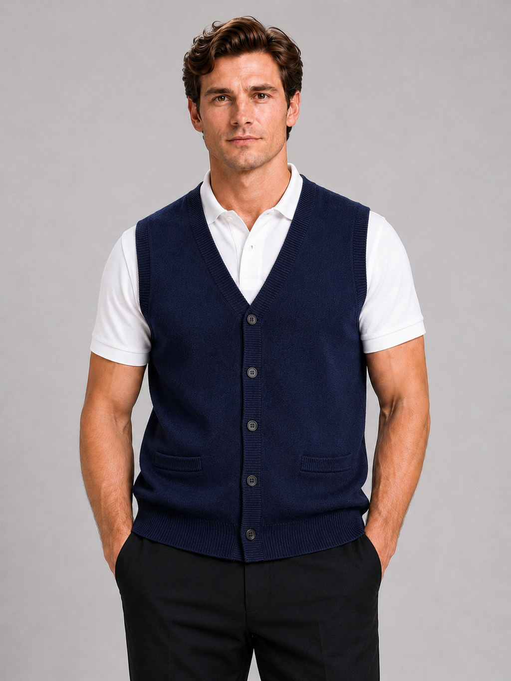 Sleeveless Sweater Men's in Navy