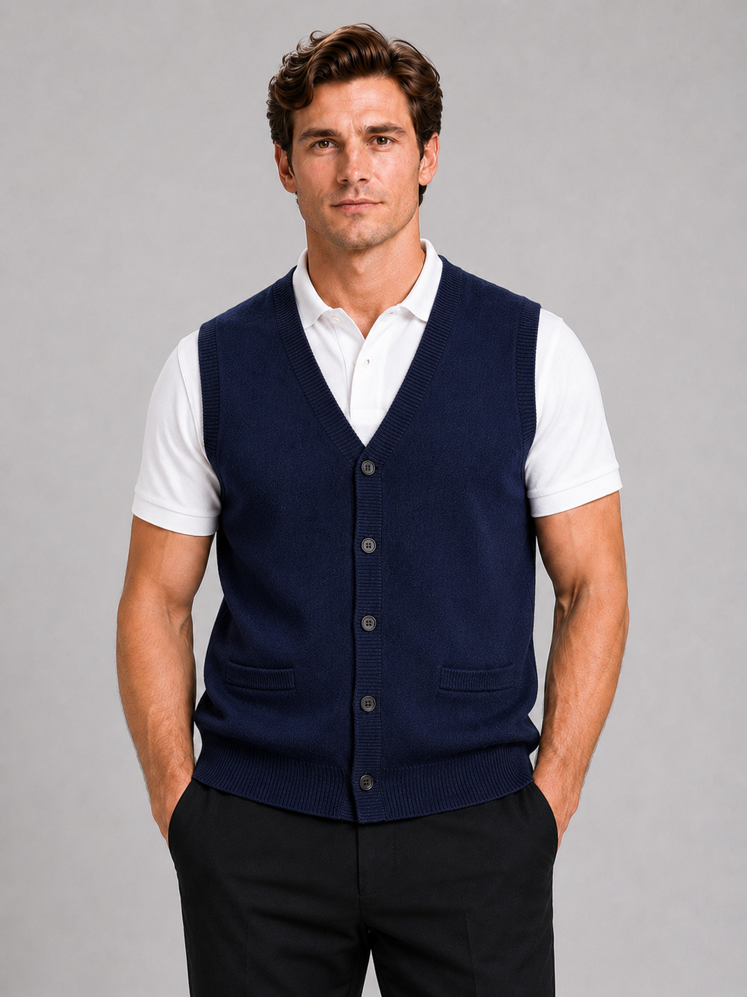 Sleeveless Sweater Men's in Navy