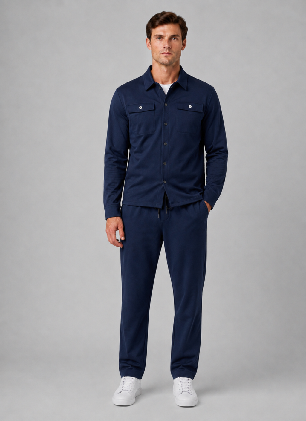 Overshirt & Trousers Set in Navy