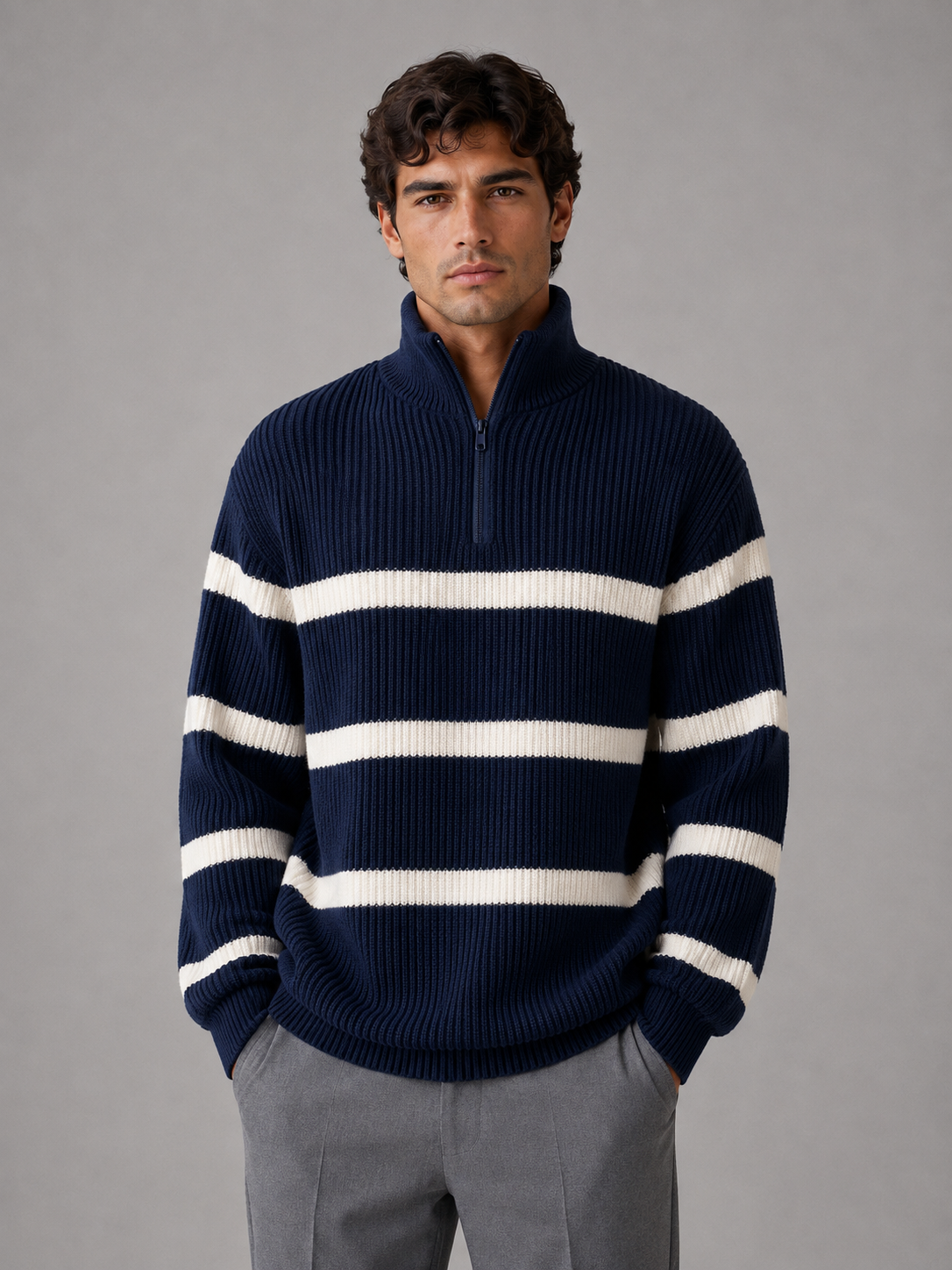Half-Zip Sweater in Navy