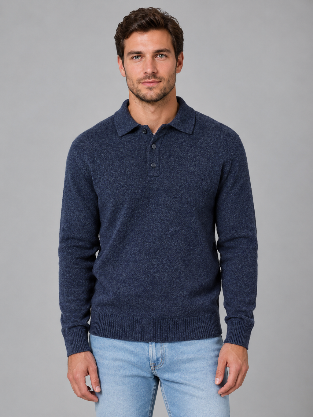 Polo Sweater in Navy