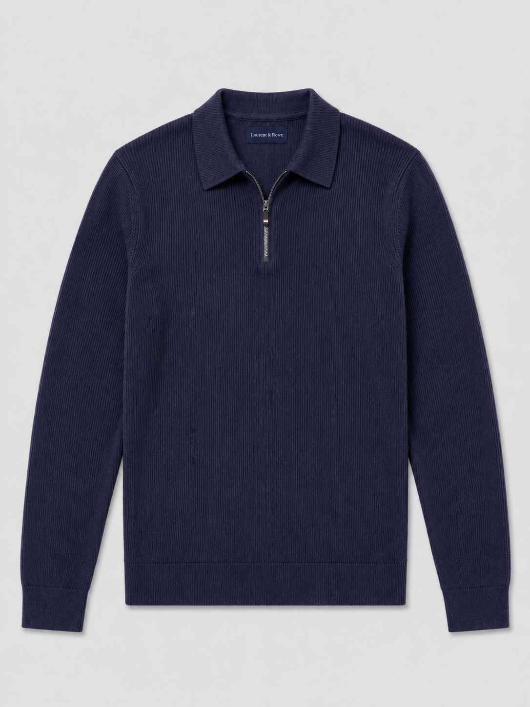 Men's Quarter Zip Long Sleeve Polo – Regular Fit Smooth Knit Top | Nero & Luya