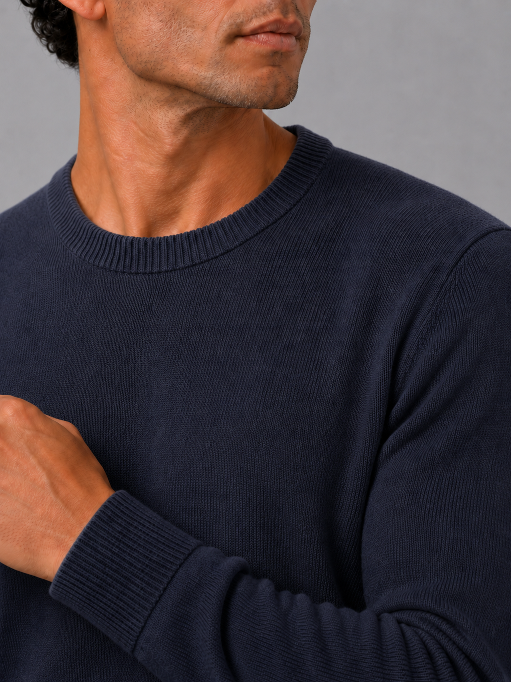 Men'S Wool Pullover in Navy