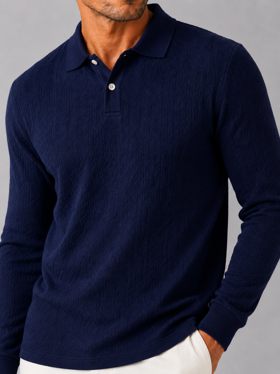 Men's Long Sleeve Polo Shirt – Smooth Knit Business Casual Polo | Nero & Luya