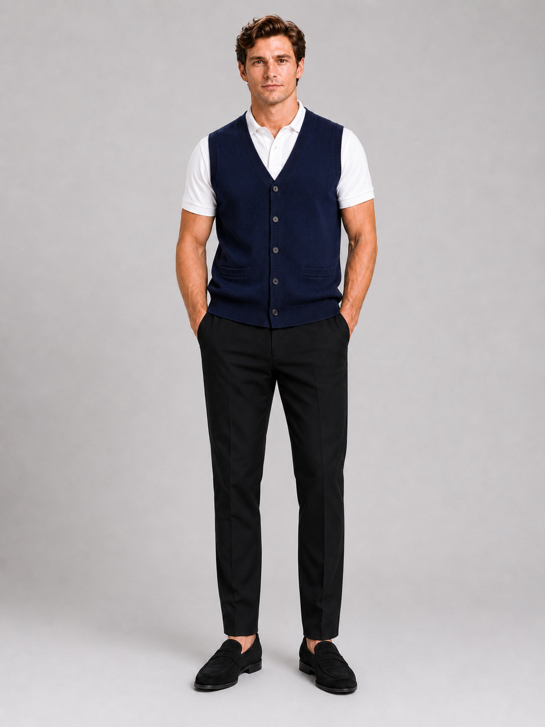 Sleeveless Sweater Men's in Navy